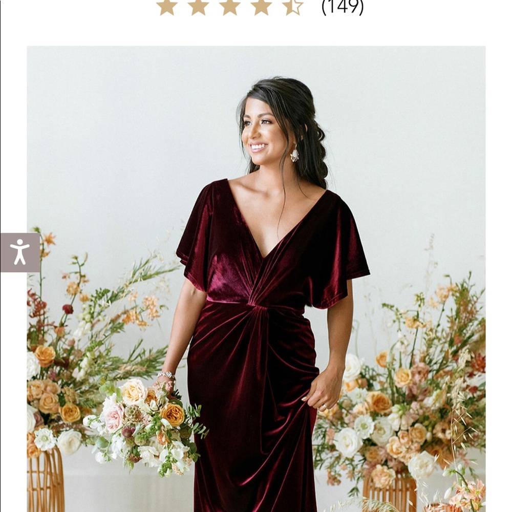 Revelry ‘Gwen’ Velvet Bridesmaids Gown Size 6 perfect used condition